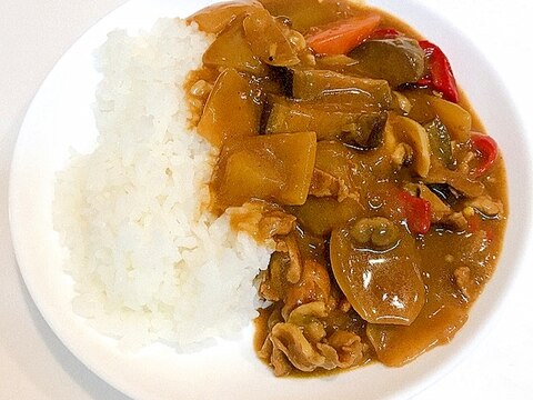 茄子と赤ピーマンと豚肉の♪ヘルシーベジタブルカレー